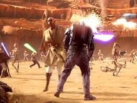 El Maestro Jedi Mace Windu decapita a Jango Fett.