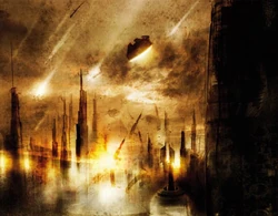 El Halcón Milenario en su intento de rescate de Borsk Fey'lya durante la Caida de Coruscant en el 27 DBY.