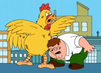 A scene from The Chicken & Peter's rematch