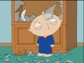 Stewie, running around after he breaks a cupboard