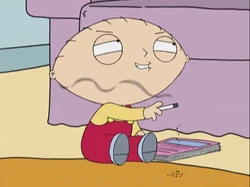 Stewie picks up smoking from Peter.
