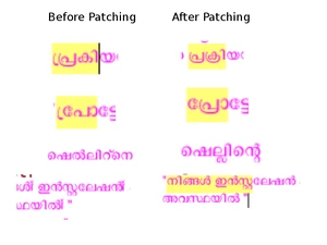 പാച്ച് ചെയ്യുന്നതിന് മുന്പും ശേഷവുമുള്ള ചിത്രീകരണം
