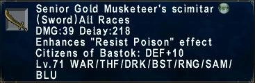 Senior Gold Musketeer's Scimitar