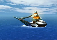 Balamb Garden floating in the ocean