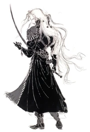 Artwork by Yoshitaka Amano, depicting a right-handed Sephiroth.