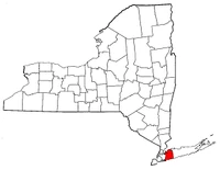 Map of New York highlighting Nassau County