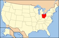 Map of the USA highlighting Ohio