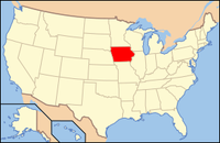 Map of the USA highlighting Iowa