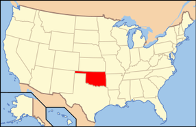 Map of the United States with Oklahoma highlighted