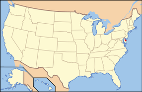 Map of the United States with Delaware highlighted