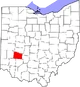 Map of Ohio highlighting Greene County