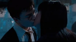 Harry and Cho share a kiss.