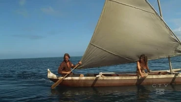 Sawyer, Kate und Karl auf der Fahrt zur Hauptinsel