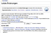 Screenshot der „Letzten Änderungen“
