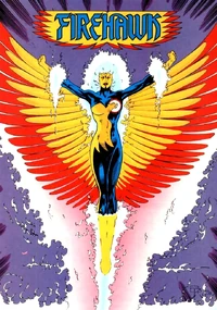 Lorraine Reilly as Firehawk - art by Rafael Kayanan and Dick Giordano