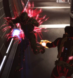 A mercenary receives Neural Shock.