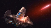 Die Piraten auf der ECS Fortunate feuern eine Plasmakanone ab.