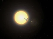 Die Enterprise fliegt auf Sol zu um einen Zeitsprung in das 23. Jahrhundert zu machen.