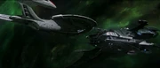 Die Enterprise und die Scimitar nach dem Ramm-Manöver