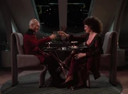 Picard and Ambassador Lwaxana Troi in 2365.