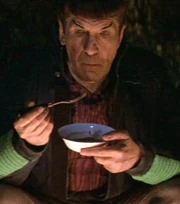 Spock eats some Southern baked beans.