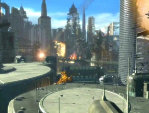 The surface of the Vaadwaur homeworld under attack during the 15th century