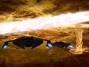 A plasma field is ignited