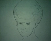 A sketch of a Talosian from the Enterprise's computer