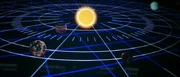 A map of the Romulan star system, featuring Romulus and Remus, not to scale