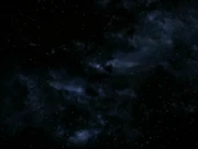 The USS Enterprise-D in the Ngame Nebula.