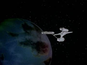 The Enterprise in orbit of Beta XII-A.