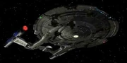 Enterprise in 2154, beschadigd na een missie in de Delphic Expanse.