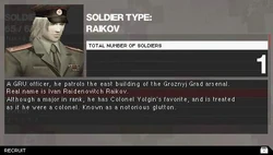Naked Snake disguised as Raikov in Metal Gear Solid 3: Snake Eater.