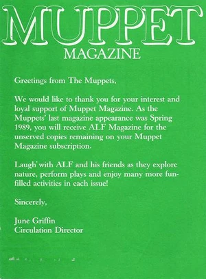 Magazine Wrapper informing subscribers of cancellation