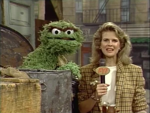Candice Bergen, as Murphy Brown, and Oscar the Grouch -- date unknown.