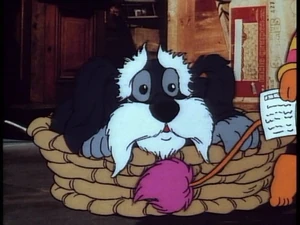 Sprocket, awakened by Gobo's tail
