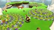 Mario rolling on a ball.