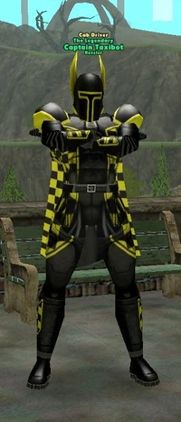 Captain Taxibot with the Cab Driver special title, as it appears in-game