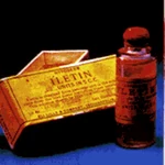 Close-up of Iletin vial-1923. Iletin from Eli Lilly. Beef R/Neutral in varying strengths--not highly purified, nor were there any suspension insulins at the time. Photo is likely ca. 1922-1923