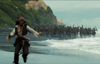 Jack Sparrow flees the Pelegostos tribe.