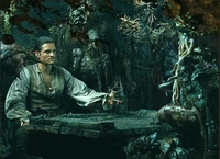 Will Turner and Davy Jones play a game of Liar's Dice.