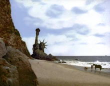The 'Statue of Liberty' scene at Zuma Beach