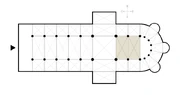 The choir highlighted on a typical cathedral plan