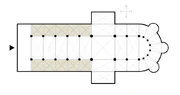 Aisles highlighted in a typical cathedral plan