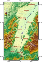 Carte du relief en Alsace