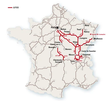 Le réseau APRR en 2010. © Thomas G.