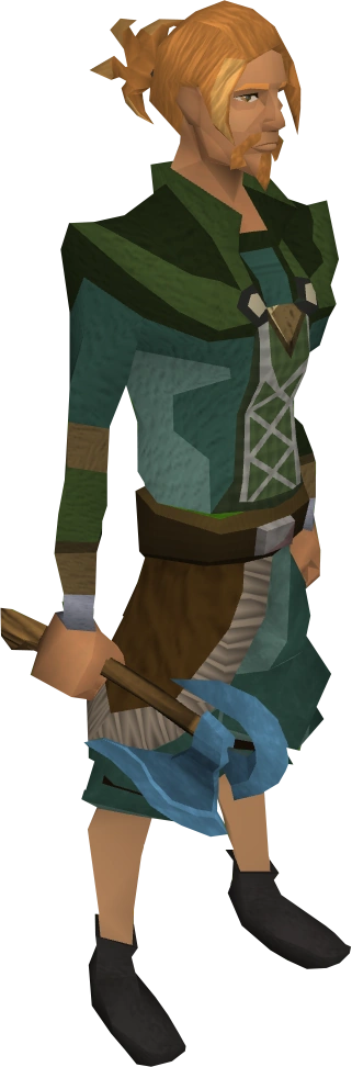 A player wielding a rune thrownaxe.