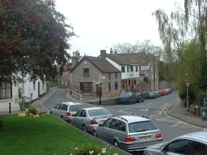 Street scene in Chew Magna, showing site of old toll house and raised pavements. Photo credit: Rod Ward