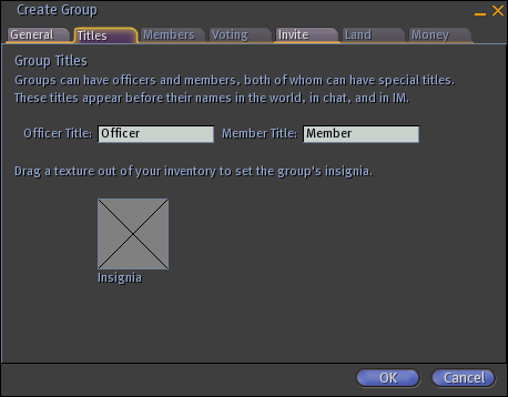 SL 1.10 Create Group window - Titles tab