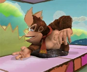 Donkey Kong buried in the ground.